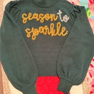 Holiday Sweater with “Season to Sparkle” Embroidery